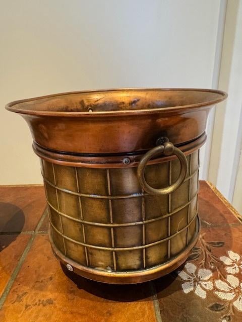Koperen bloempot en lamp standaard Art Deco, Antiek en Kunst, Ophalen of Verzenden, Koper