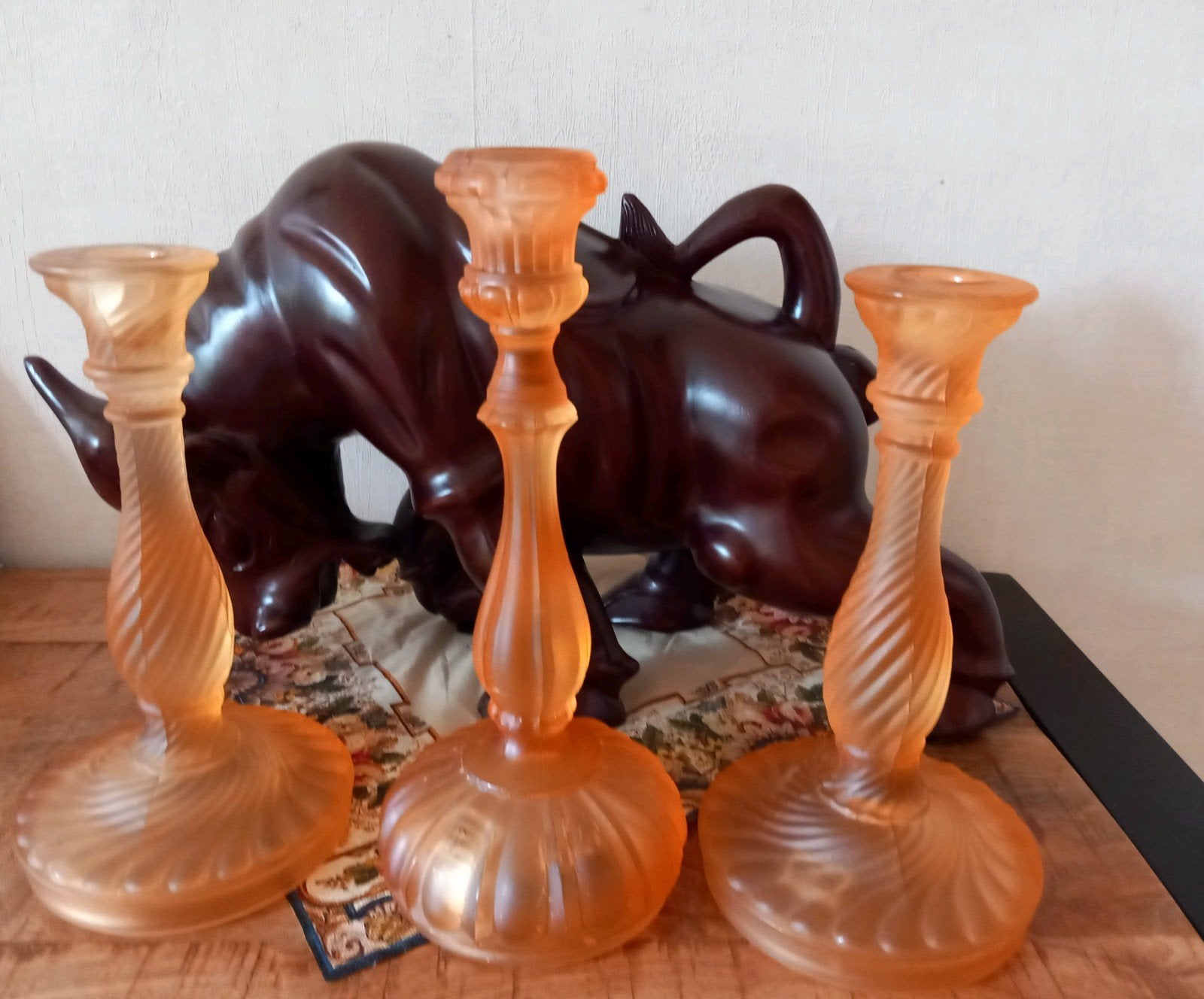 Set van 3 zware handgemaakte glazen kandelaars - IVIMA Port, Antiek en Kunst, Ophalen, Glas