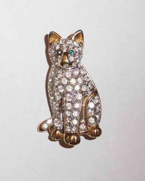 Broche Kat Poes Kitten Strass Swarovski kristal, Met kristal, Overige materialen, Overige kleuren, Verzenden