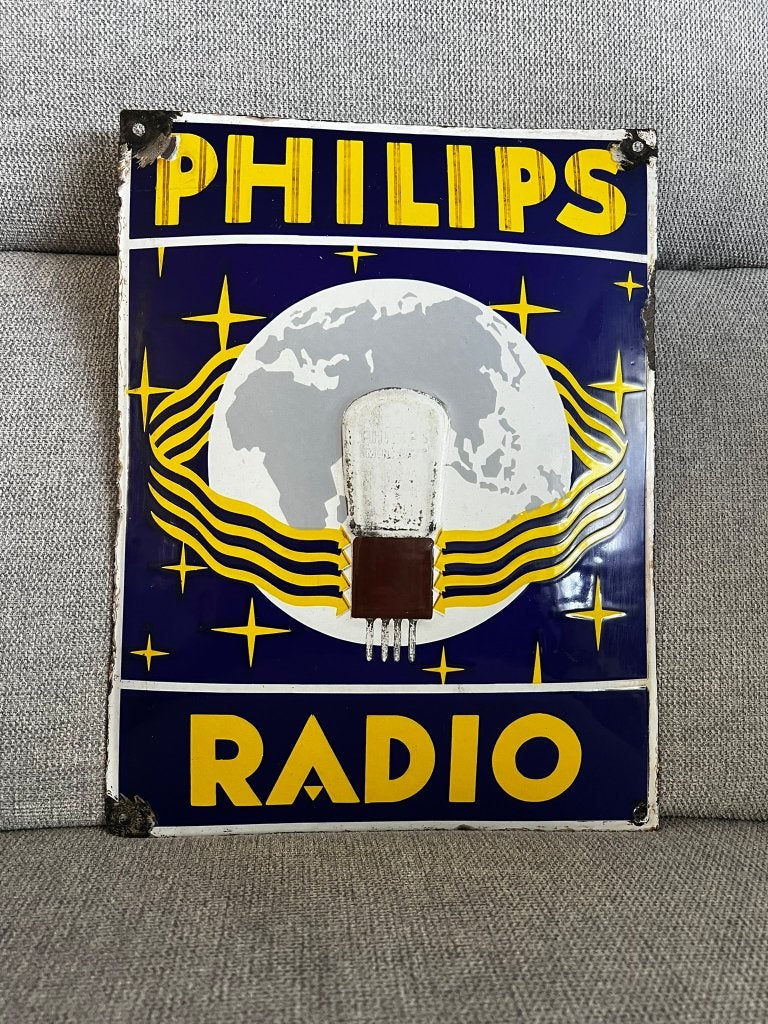 Te koop: origineel Philips emaille reclamebord, Verzamelen, Ophalen of Verzenden, Zo goed als nieuw, Reclamebord
