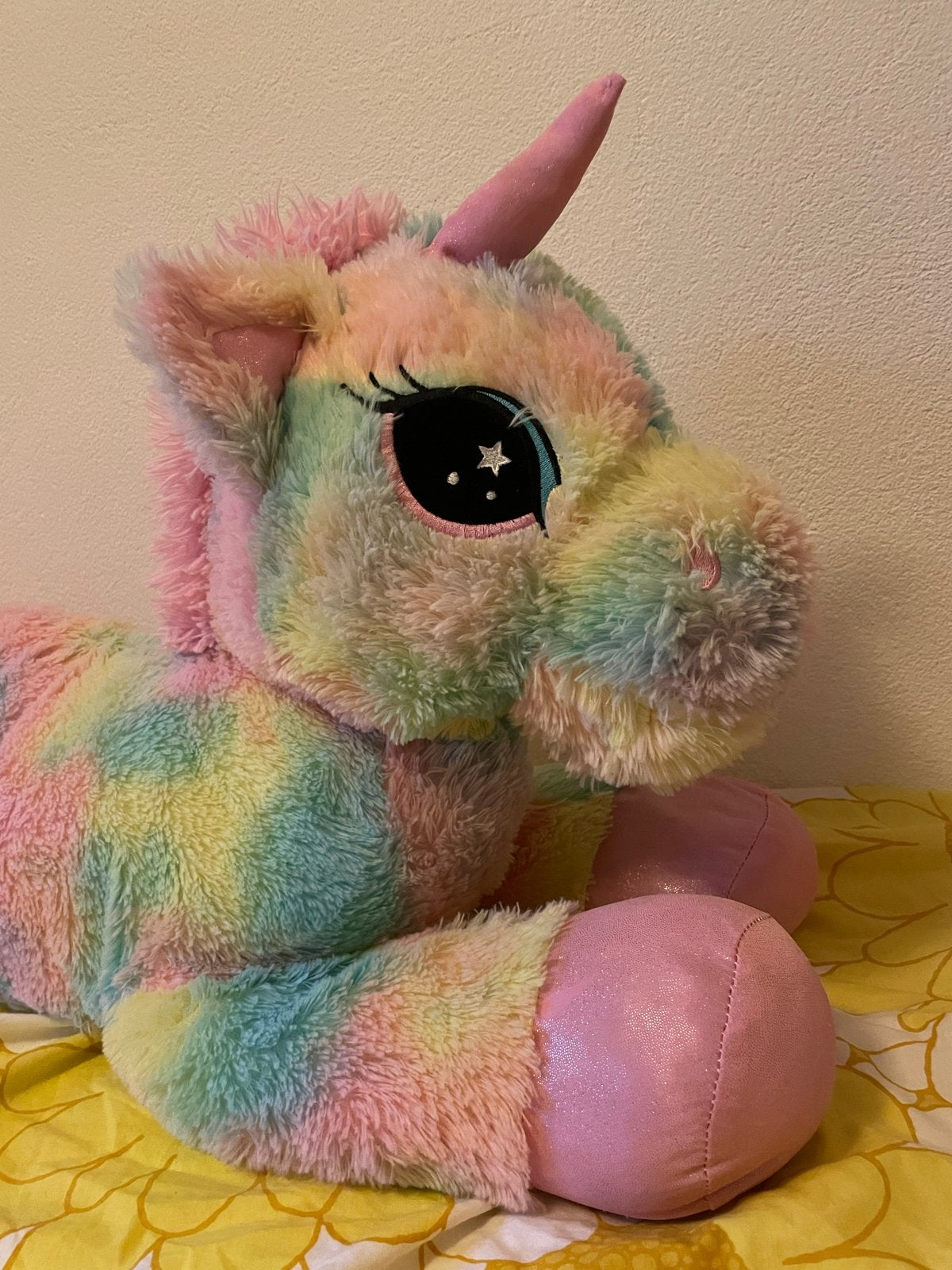 XXL Fluffy Regenboog Eenhoorn Knuffel, Ophalen, Eenhoorn, Zo goed als nieuw, Meerkleurig