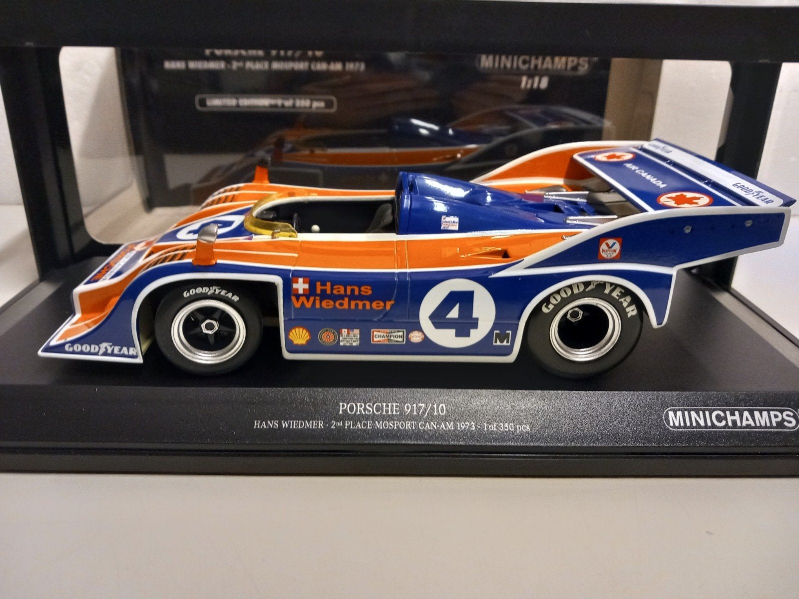 Porsche 910 -10 Can Am 1973 Minichamps 350 Limited 1:18 KRD, Hobby en Vrije tijd, Modelauto's | 1:18, Ophalen of Verzenden, Zo goed als nieuw