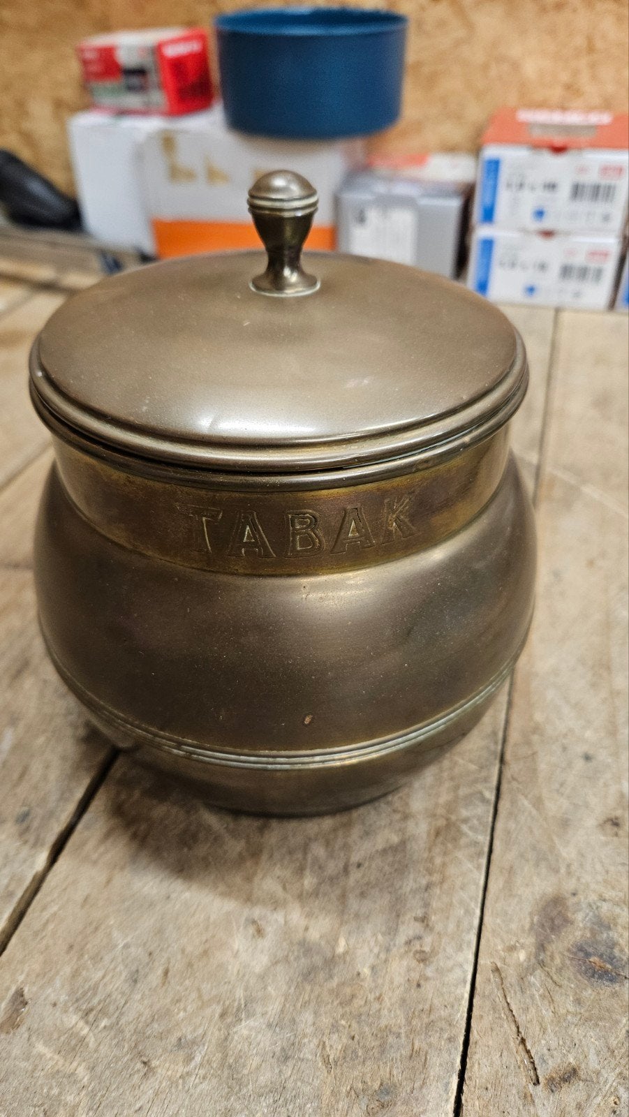 Oude tabakspot jaren 50 van tin, Antiek en Kunst, Antiek | Tin, Ophalen of Verzenden