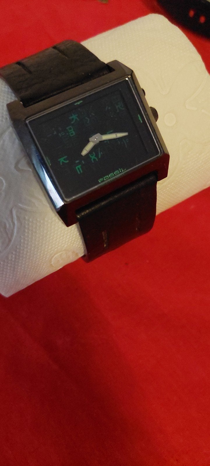 matrix Fossil JR-8346 Herenhorloge - Zwart leer en staal, Sieraden, Tassen en Uiterlijk, Horloges | Heren, Ophalen of Verzenden