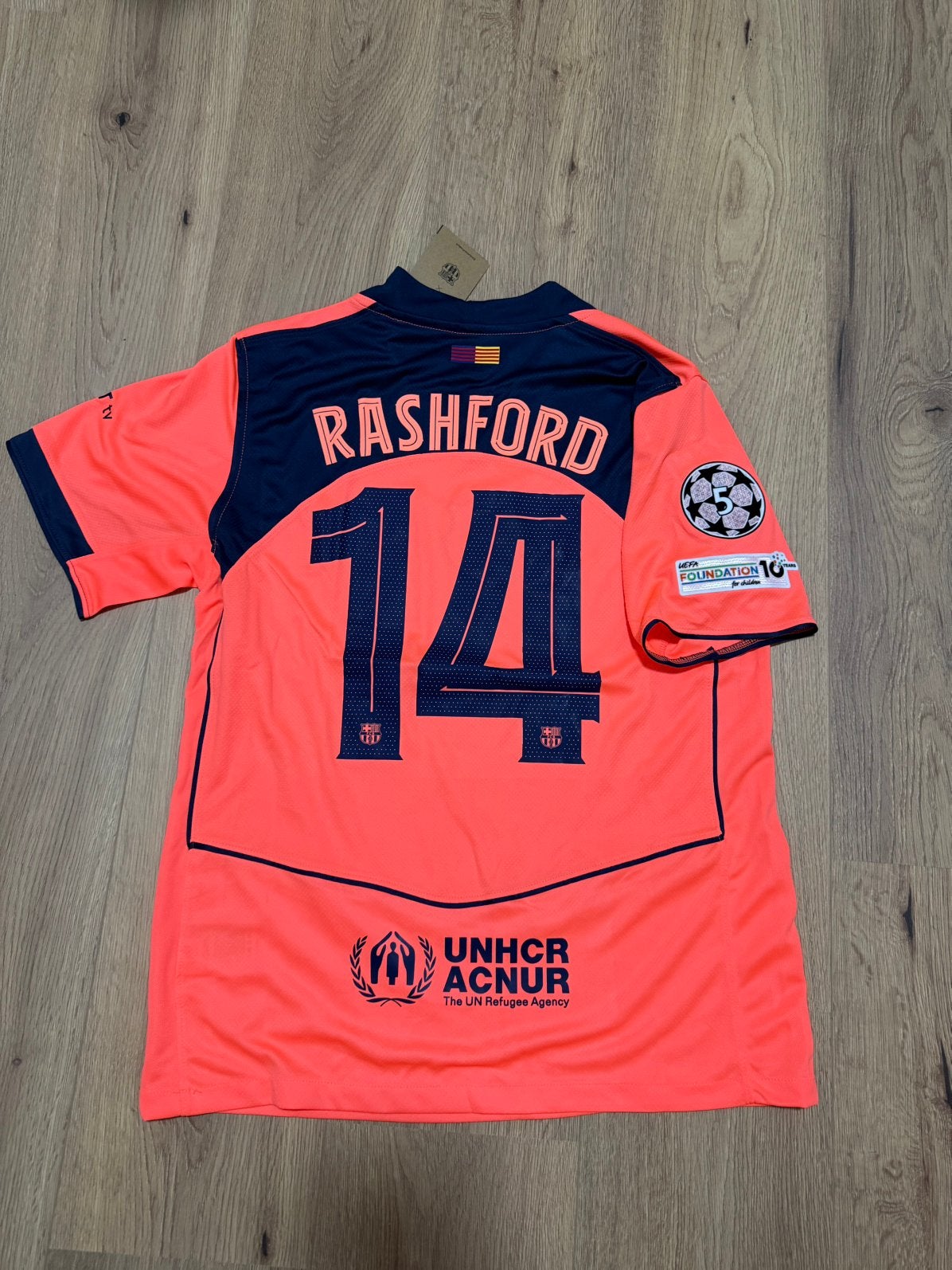 Barcelona 3e Tenue - Rashford 14 - Maat M, Maat 48/50 (M), Nieuw, Oranje, Ophalen of Verzenden