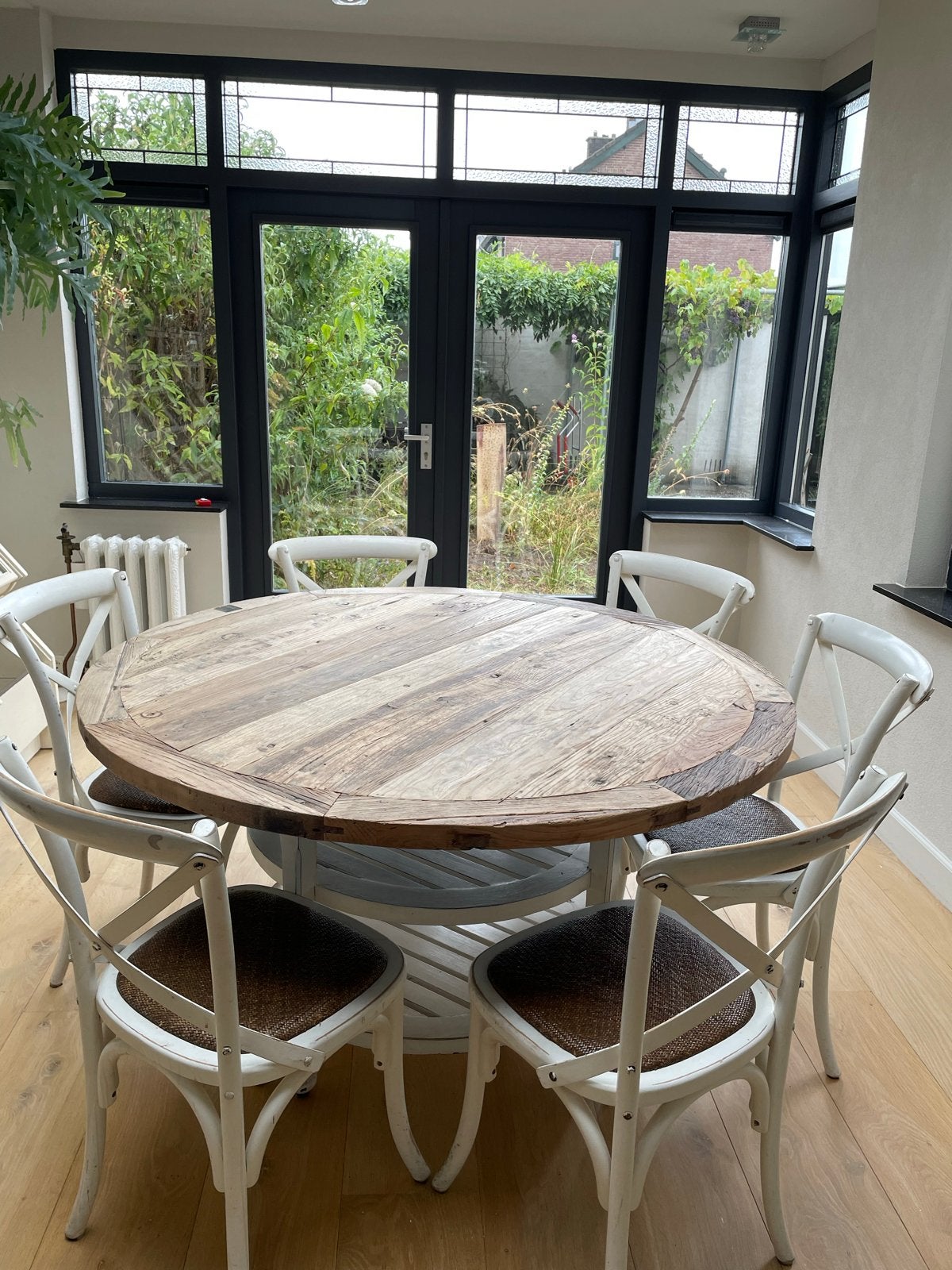 Riviera Maison ronde eettafel van gerecycled hout, Ophalen, Gebruikt, 100 tot 150 cm, Rond