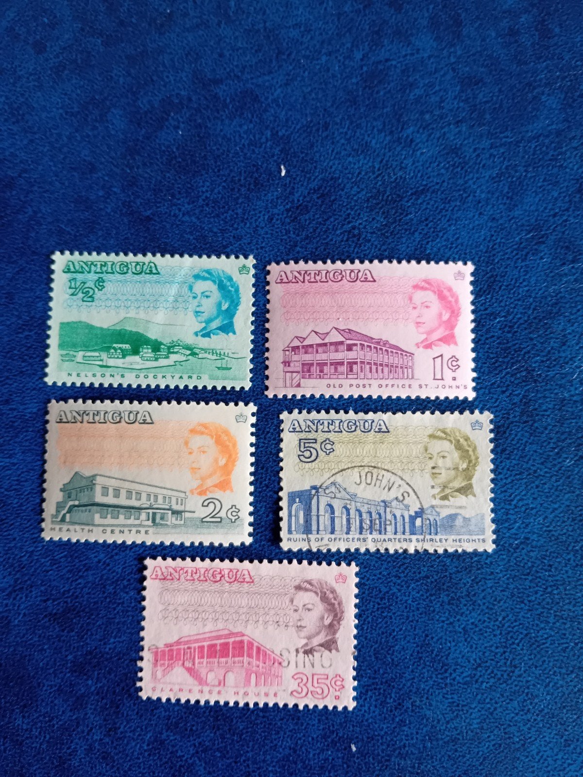 Antigua postzegels - Koningin Elizabeth II (5 stuks), Ophalen of Verzenden