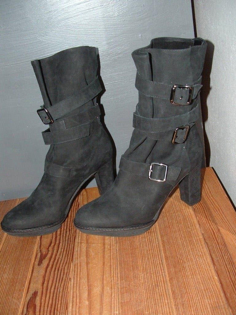Unisa leer laarsjes, laarzen booties met gespjes maat 37, Zwart, Lage of Enkellaarzen, Ophalen of Verzenden, Zo goed als nieuw