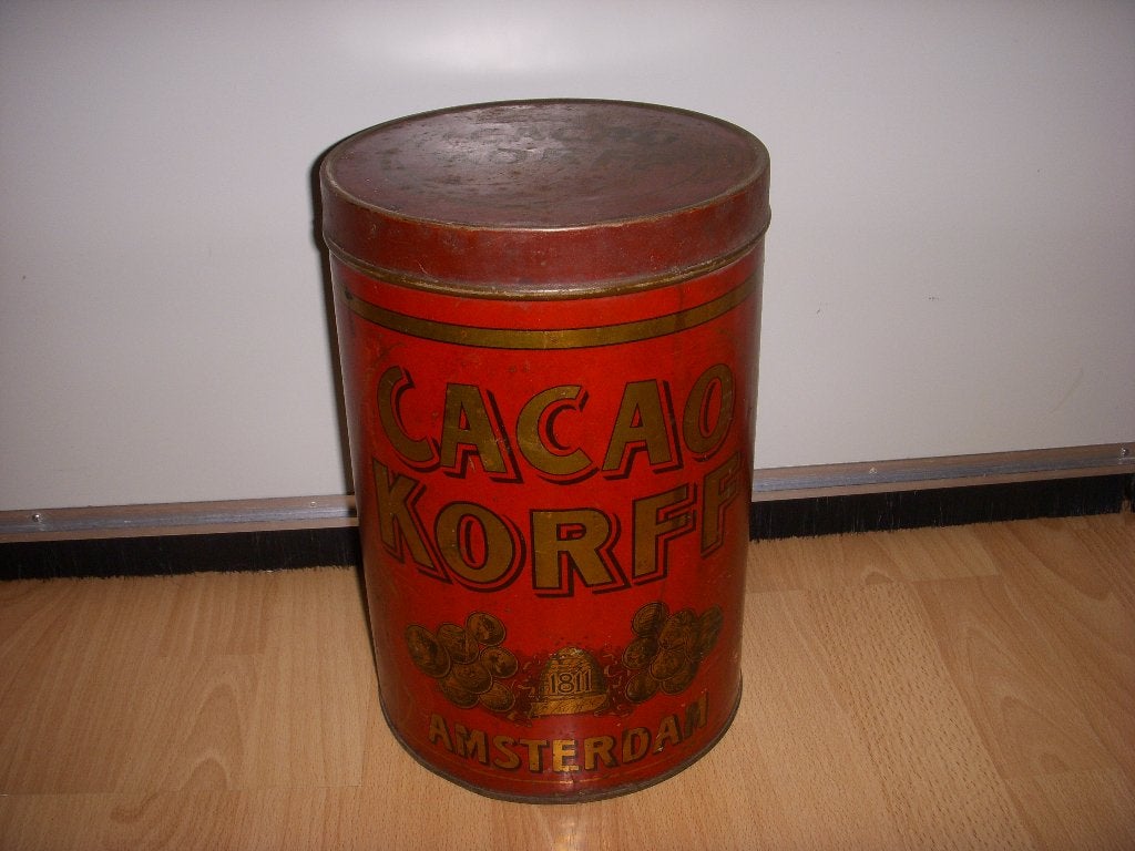 ZEER oud winkelblik cacao Korff Amsterdam +/-1900, Ophalen of Verzenden, Gebruikt, Overige, Overige merken