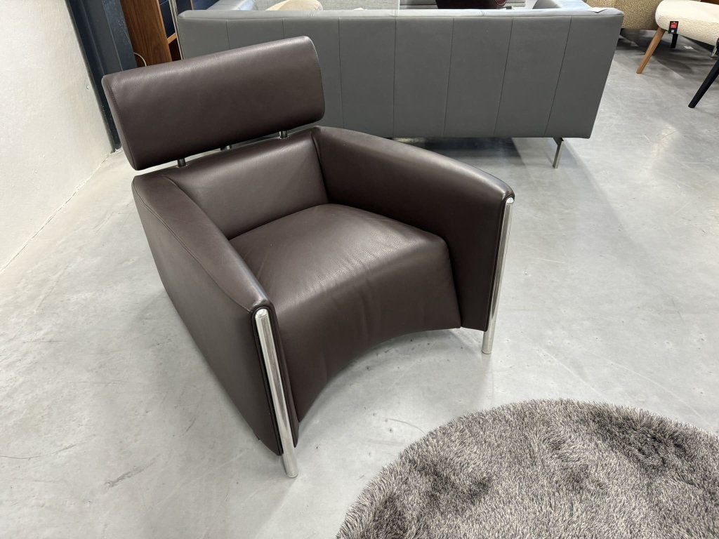 Leolux Oblomov fauteuil bruin leer Design stoel, Leolux, Info@leolux.nl, Ophalen of Verzenden, Zo goed als nieuw