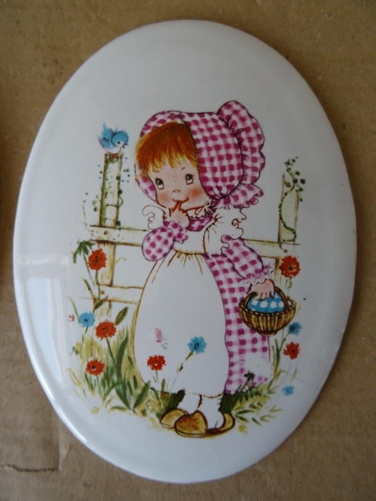 Vintage tegel set vintage ovale tegels Gingham Girl 10x14cm, Ophalen of Verzenden