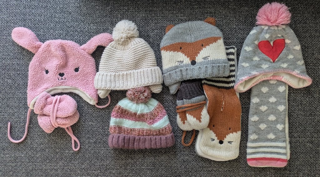 Meisjes mutsen sjaals en handschoenen 4 maanden - 2 jaar, Gebruikt, Ophalen of Verzenden, 104 of kleiner, Meisje