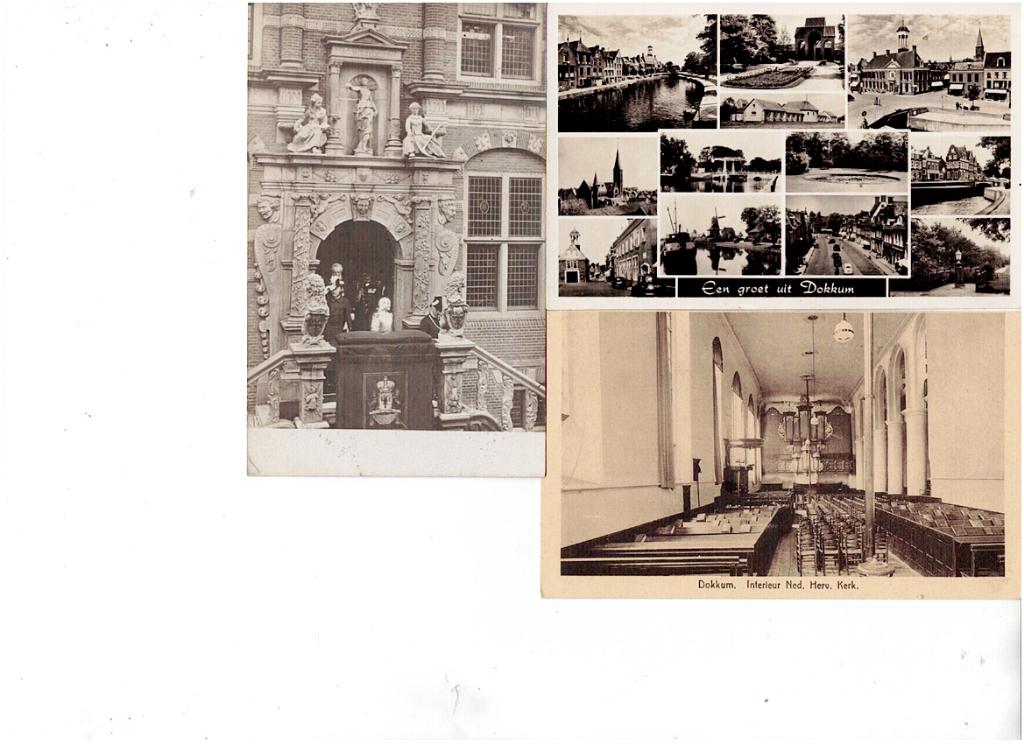 Dokkum,  drie oude(re) kaarten van deze mooie stad, Verzenden, 1920 tot 1940, Gelopen, Friesland