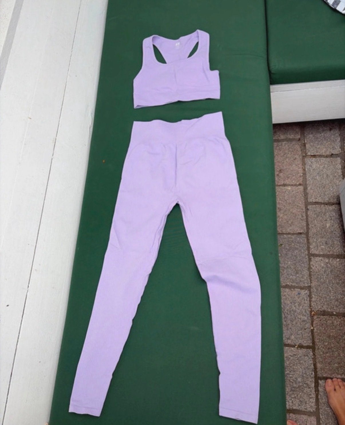 H&M Sport Seamless Lila Legging en Top Ensemble Z.g.a.n., Paars, Ophalen of Verzenden, Maat 36 (S), Fitness of Aerobics
