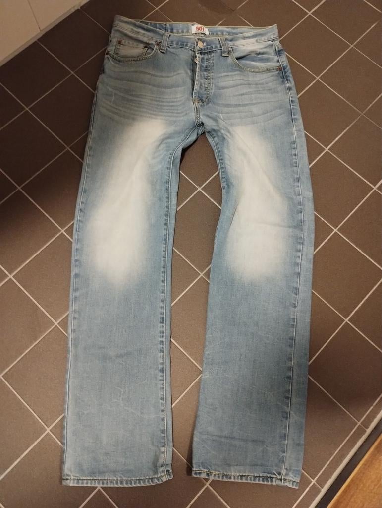 Vintage Levi's 501 jeans yellow stitched maat W34/L34, Ophalen of Verzenden, Blauw, W33 - W34 (confectie 48/50)
