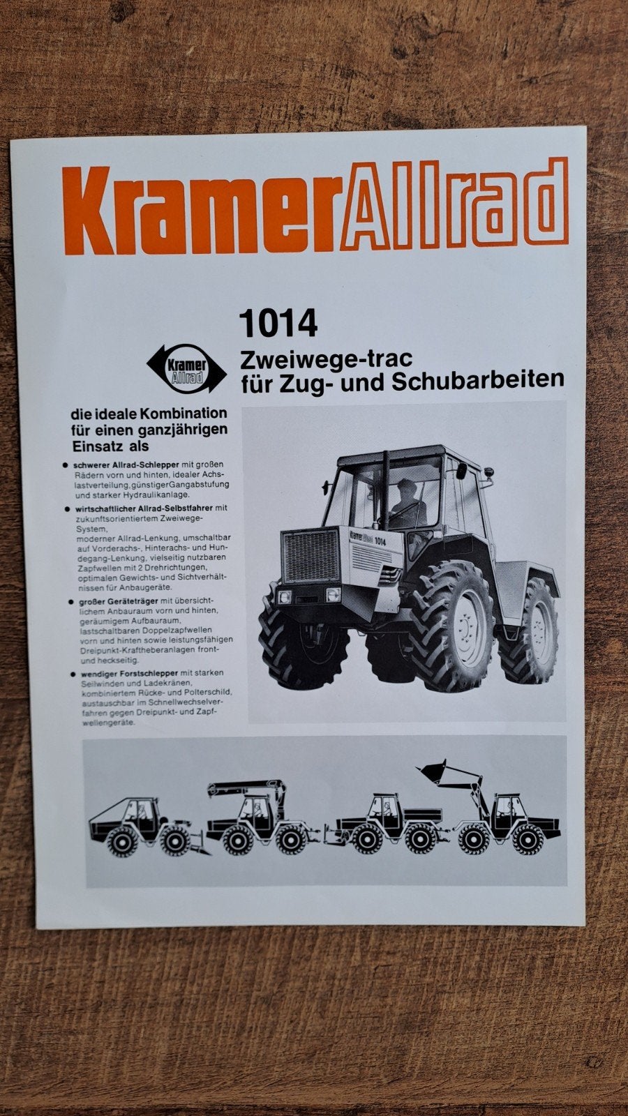 Oude folder KRAMER Allrad 1014 tweeweg tractor, trekker, Ophalen of Verzenden, Zo goed als nieuw, Folder