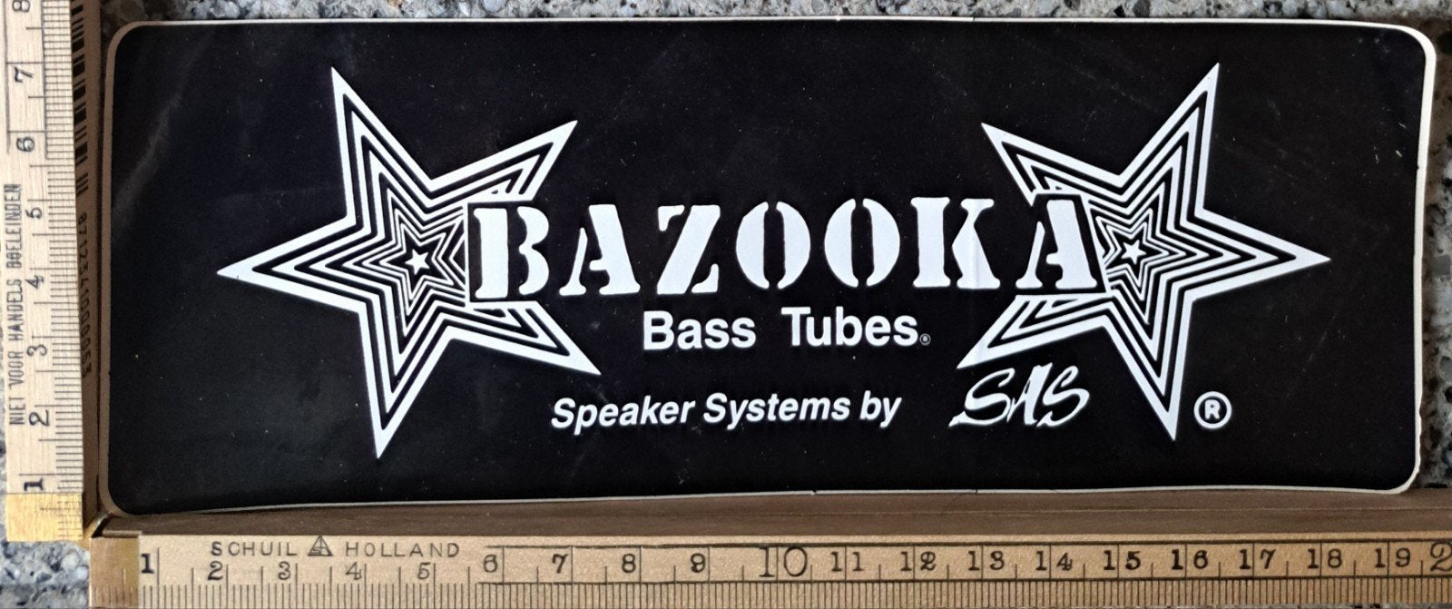 Vintage sticker Bazooka bass tubes speakers merk stereo set, Ophalen of Verzenden, Zo goed als nieuw