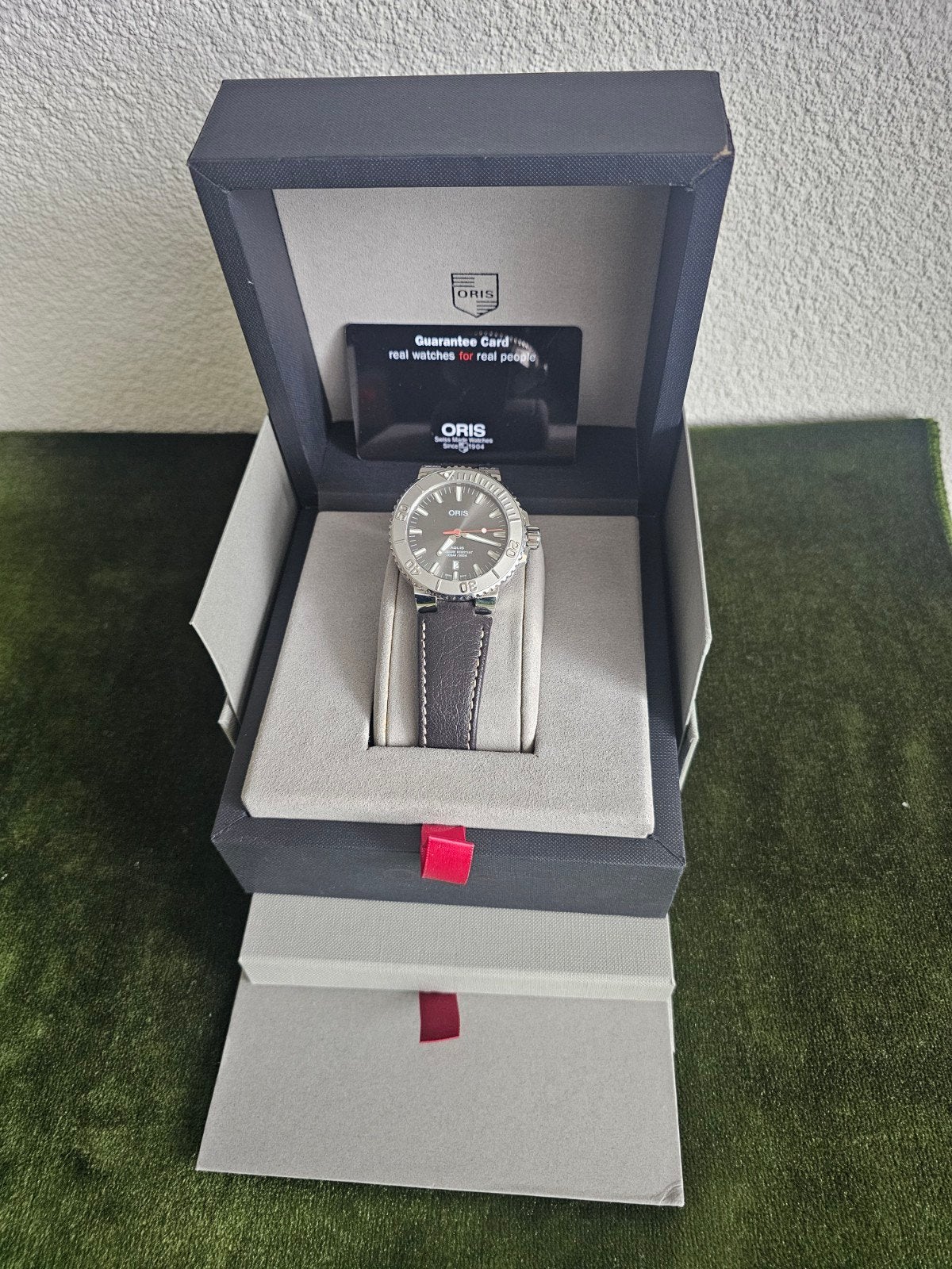 Oris Aquis Date Duiker Horloge - Zo goed als nieuw, Ophalen of Verzenden, Nieuw, Leer, Overige merken