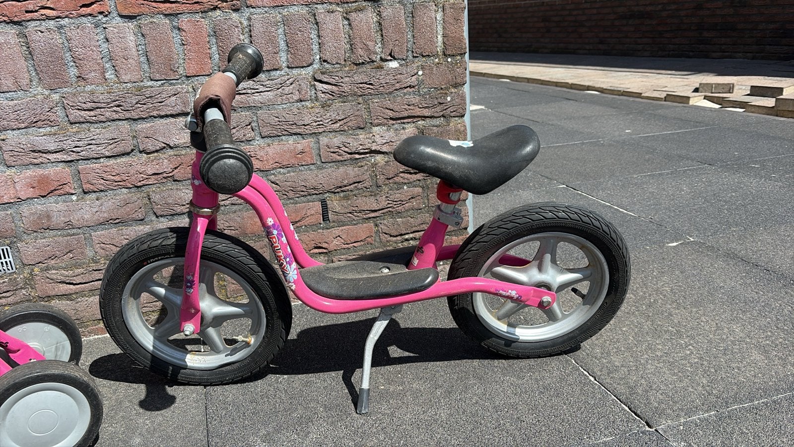 Roze Puky loopfiets en vierwieler set, Ophalen of Verzenden, Gebruikt, Minder dan 16 inch