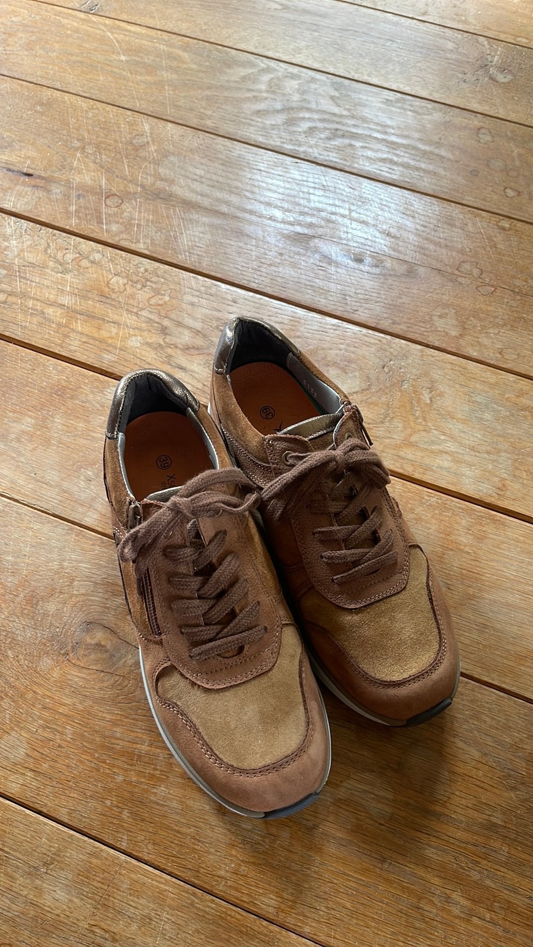 Xsensible Stretchwalker 39 GX, 1 x gedragen, rits, cognac, Kleding | Dames, Bruin, Ophalen of Verzenden, Sneakers of Gympen, Zo goed als nieuw