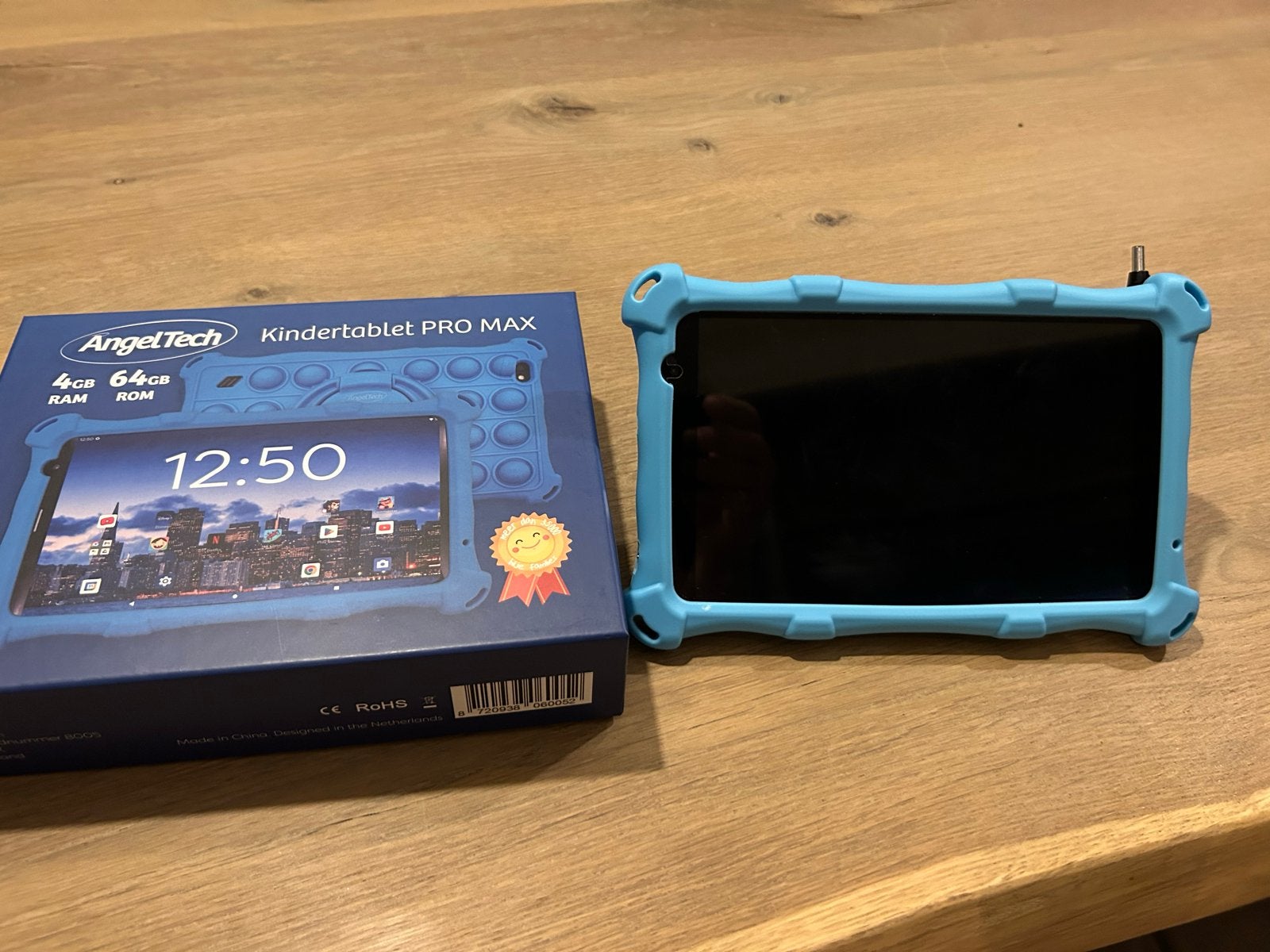 Angeltech Kindertablet Blauw 8 inch - Netjes & Compl, Computers en Software, 8 inch, Ophalen of Verzenden, Zo goed als nieuw, 64 GB