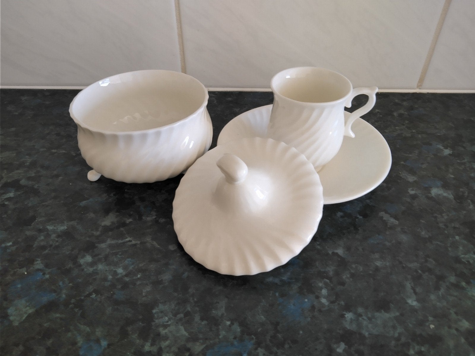 Vintage roomstelletje, wit porselein, Ophalen of Verzenden
