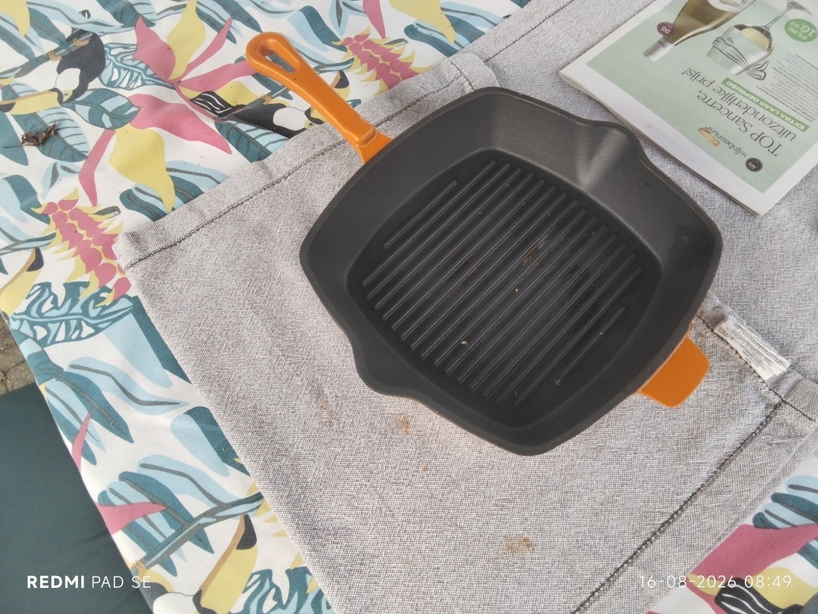 Ernesto  zware gietijzeren grillpan 24x24 cm, Ophalen of Verzenden, Zo goed als nieuw, Gietijzer
