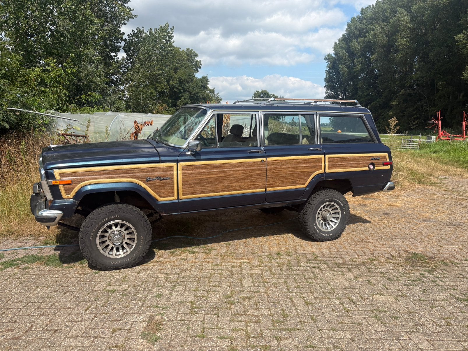 Jeep grand wagoneer 1971 v8 lpg met werk, Auto's, Jeep, Automaat, Blauw, Leder, Bedrijf