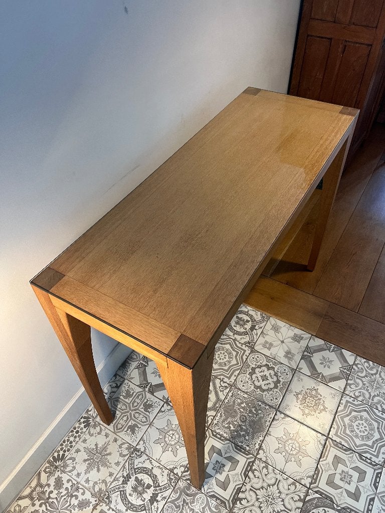 Wandtafel Lambert met glazen blad, Ophalen, Gebruikt, 100 tot 150 cm, Eikenhout