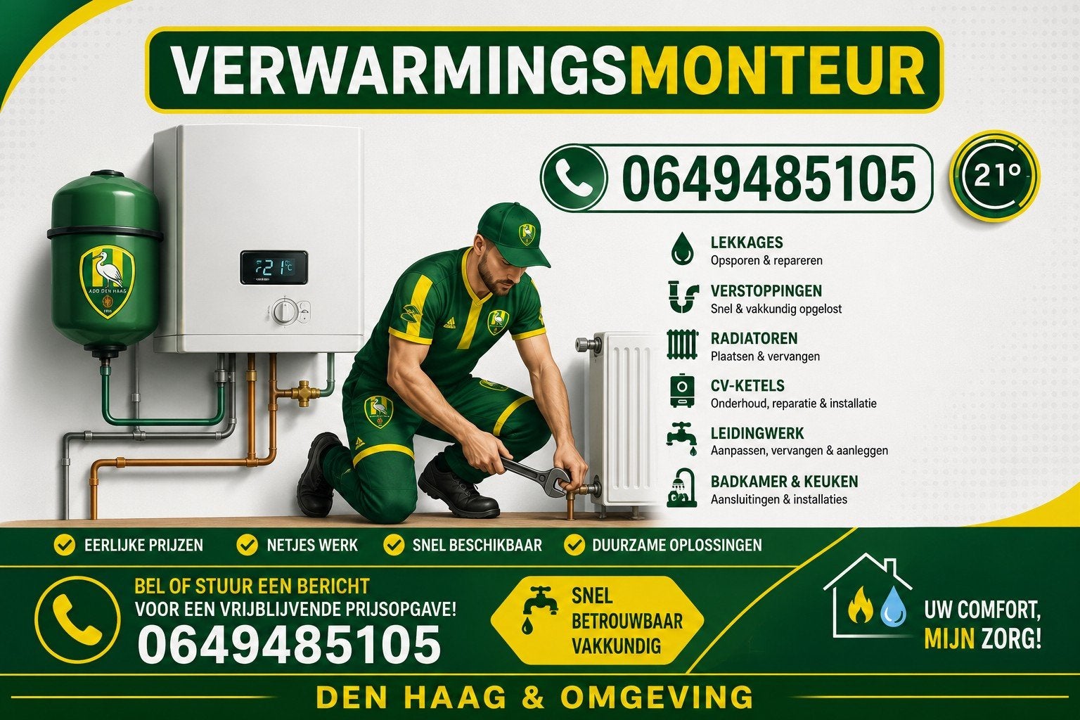 Loodgieter & CV Monteur 0649485105, Ophalen of Verzenden