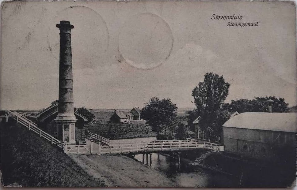1908 - Stoomgemaal Stevensluis (Zeeland), Ophalen of Verzenden, Voor 1920, Gelopen, Zeeland