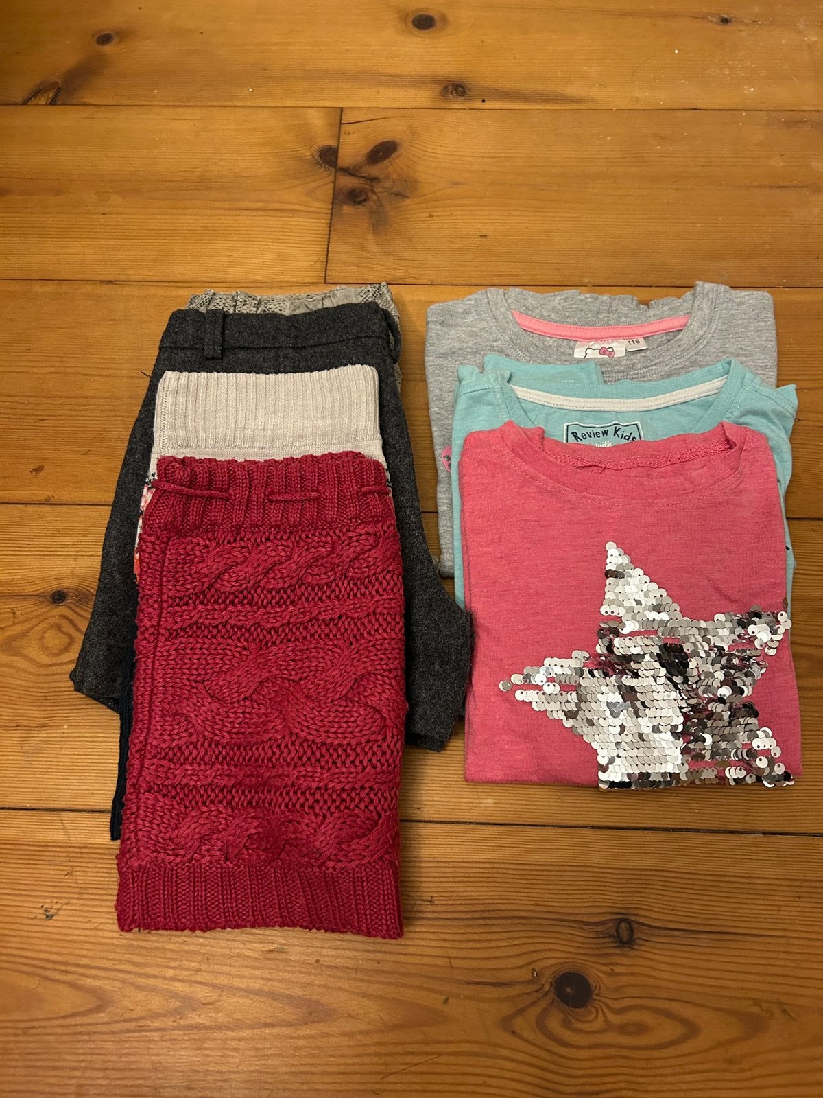 Pakket meisje maat 116 longsleeves/sweater/rokjes/broekje, Ophalen of Verzenden, Gebruikt, Maat 116