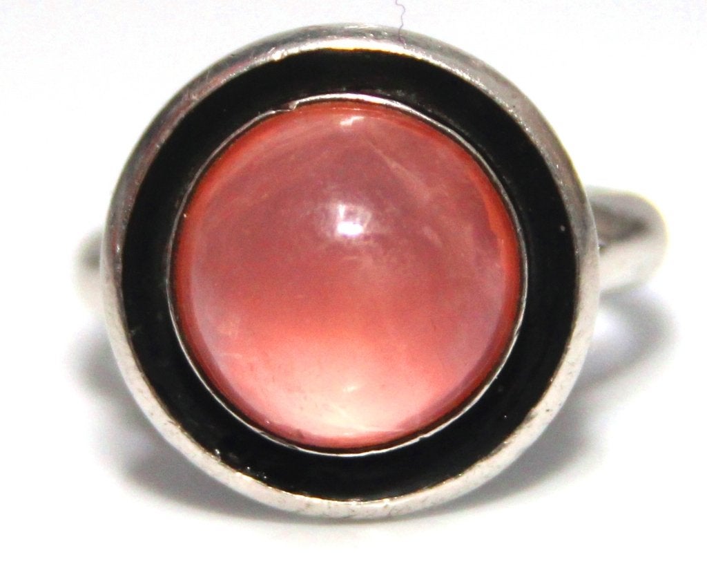Schitterende Deense 925S Zilver Rozenkwarts Ring N.E. From, Ophalen of Verzenden, Zilver, Ring, Met edelsteen