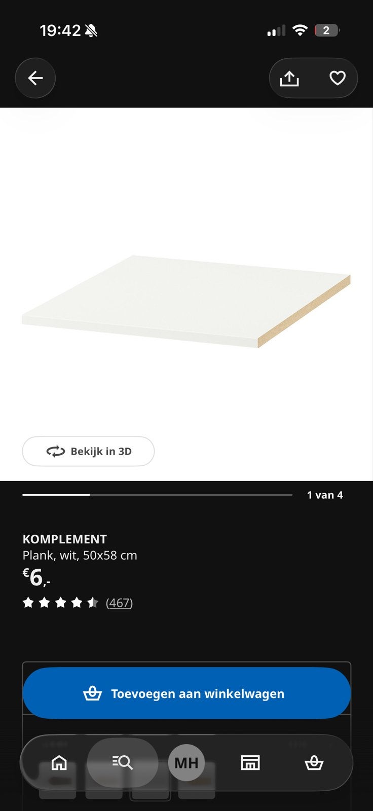 2 IKEA Pax planken wit 50x58cm, Ophalen, Gebruikt