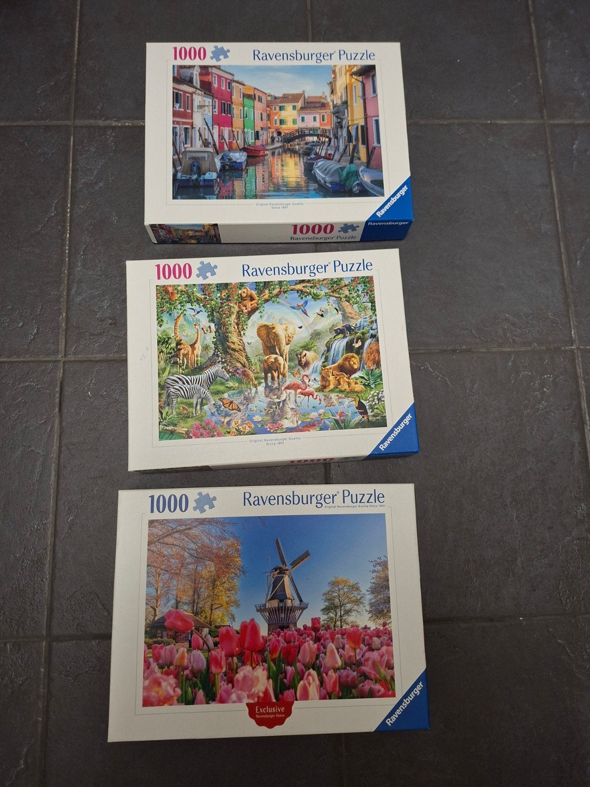 3 Ravensburger Legpuzzels van 1000 stukjes, Ophalen of Verzenden, 500 t/m 1500 stukjes, Zo goed als nieuw, Legpuzzel