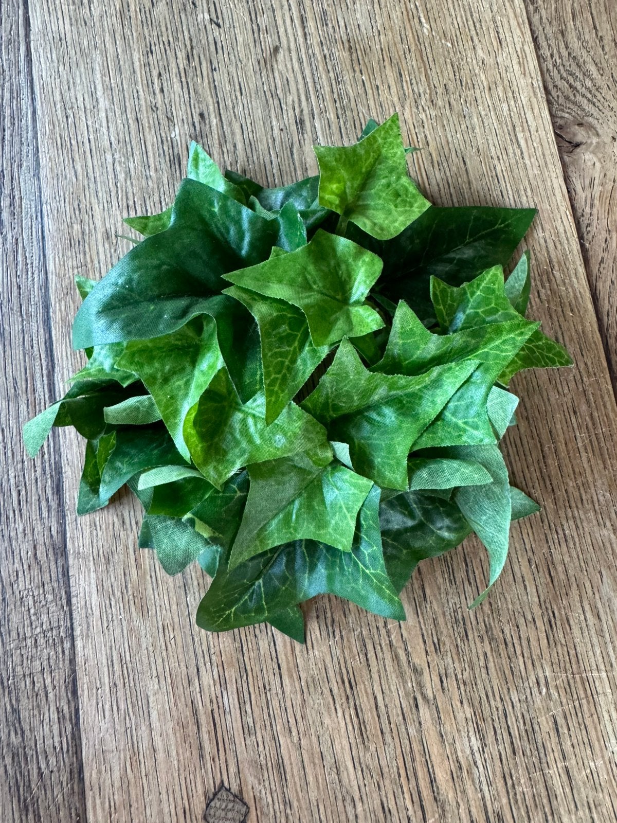 Kunststof kaarsenring / mini kransje met klimop (Hedera), Ophalen of Verzenden, Zo goed als nieuw, Kunststof, Kaars
