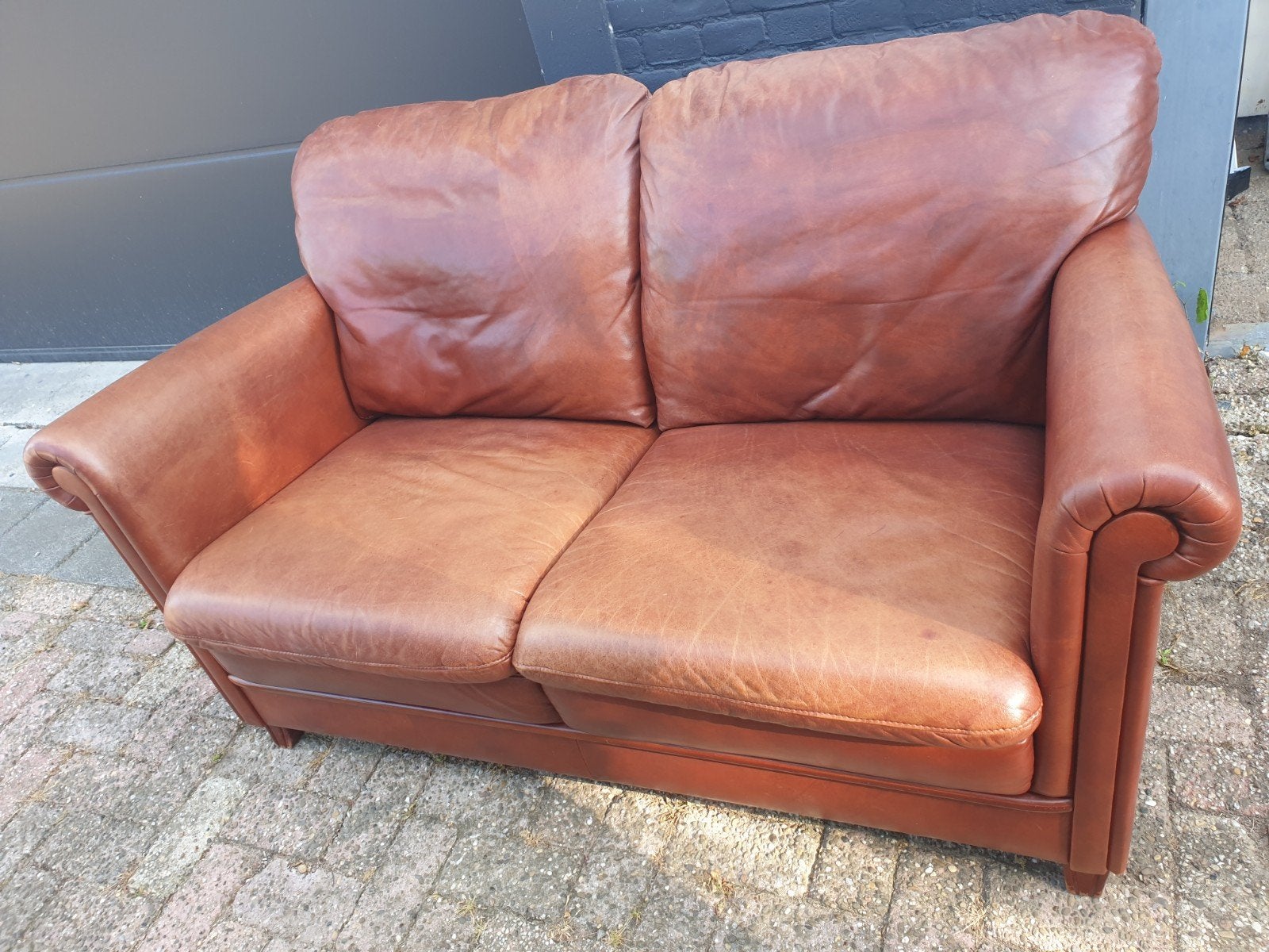mooie lederen 2 zits Bank !!, Ophalen of Verzenden, Zo goed als nieuw, 75 tot 100 cm