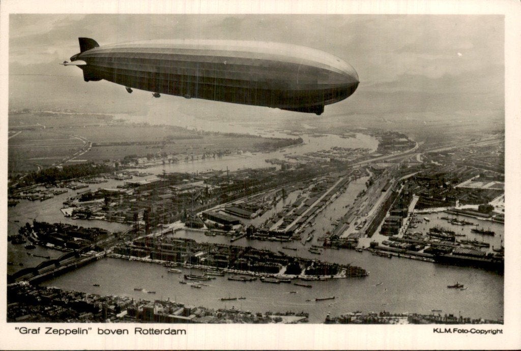 Rotterdam - Graf Zeppelin - luchtfoto, Verzamelen, Ophalen of Verzenden, 1920 tot 1940, Gelopen, Zuid-Holland