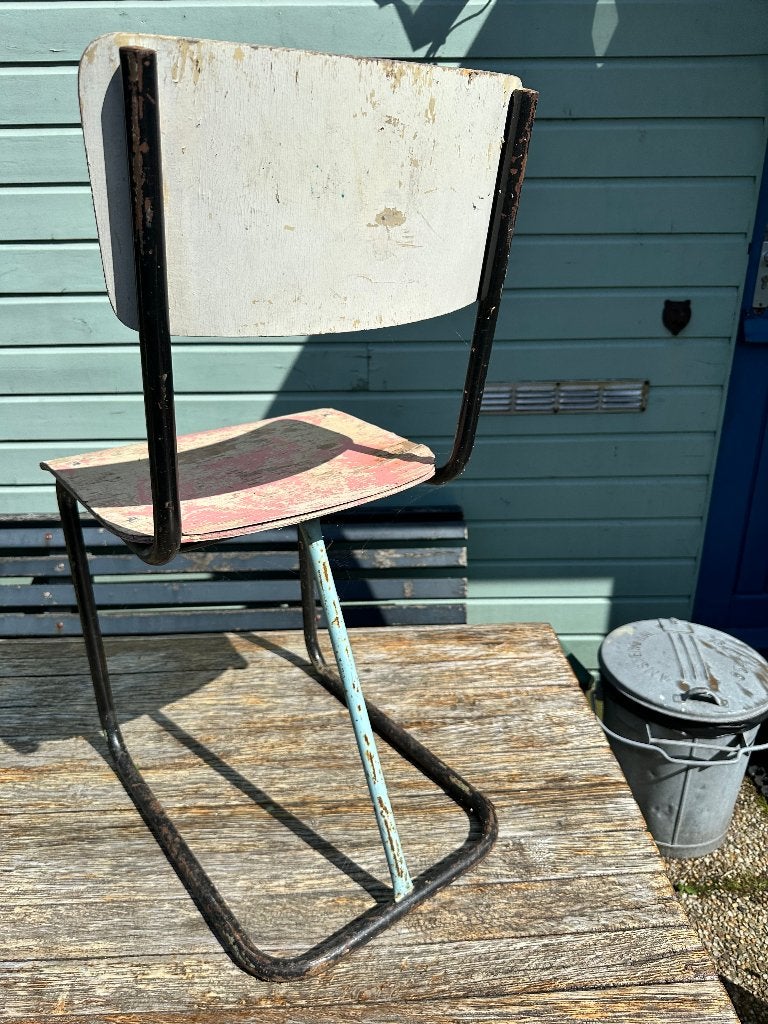 3 Vintage/Retro eetkamerstoelen – hout & staal (klusproject), Huis en Inrichting, Stoelen, Ophalen, Gebruikt, Overige kleuren