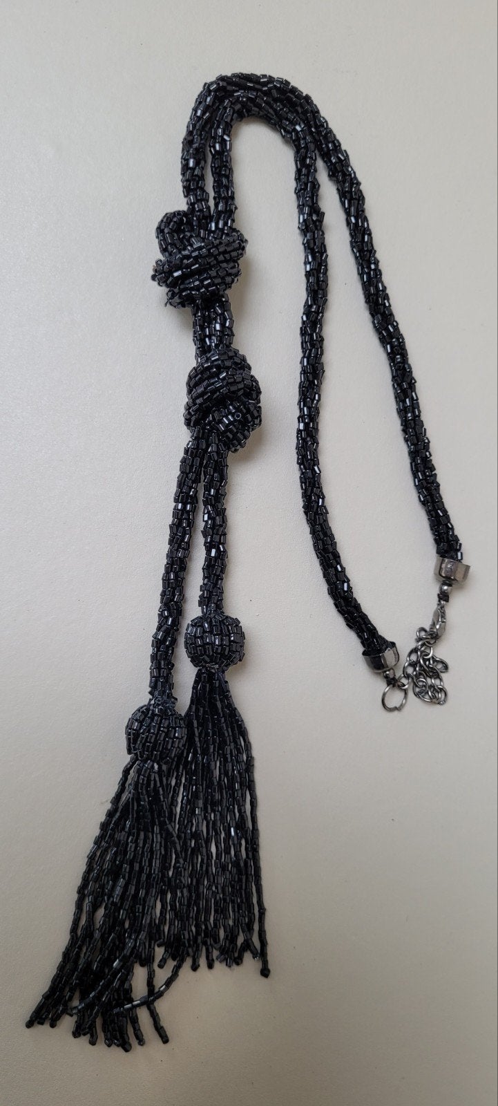 vintage ketting, Sieraden, Tassen en Uiterlijk, Overige materialen, Zwart, Ophalen of Verzenden, Verstelbaar