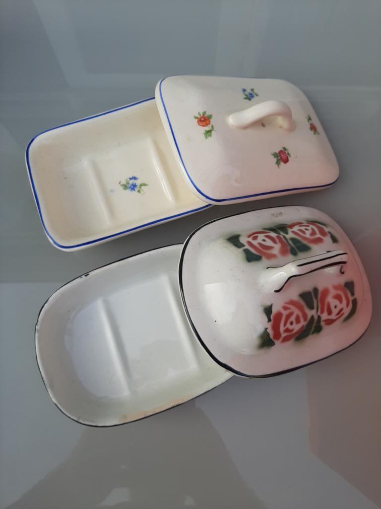 Antiek porselein potjes voor zeep, Antiek en Kunst, Ophalen of Verzenden