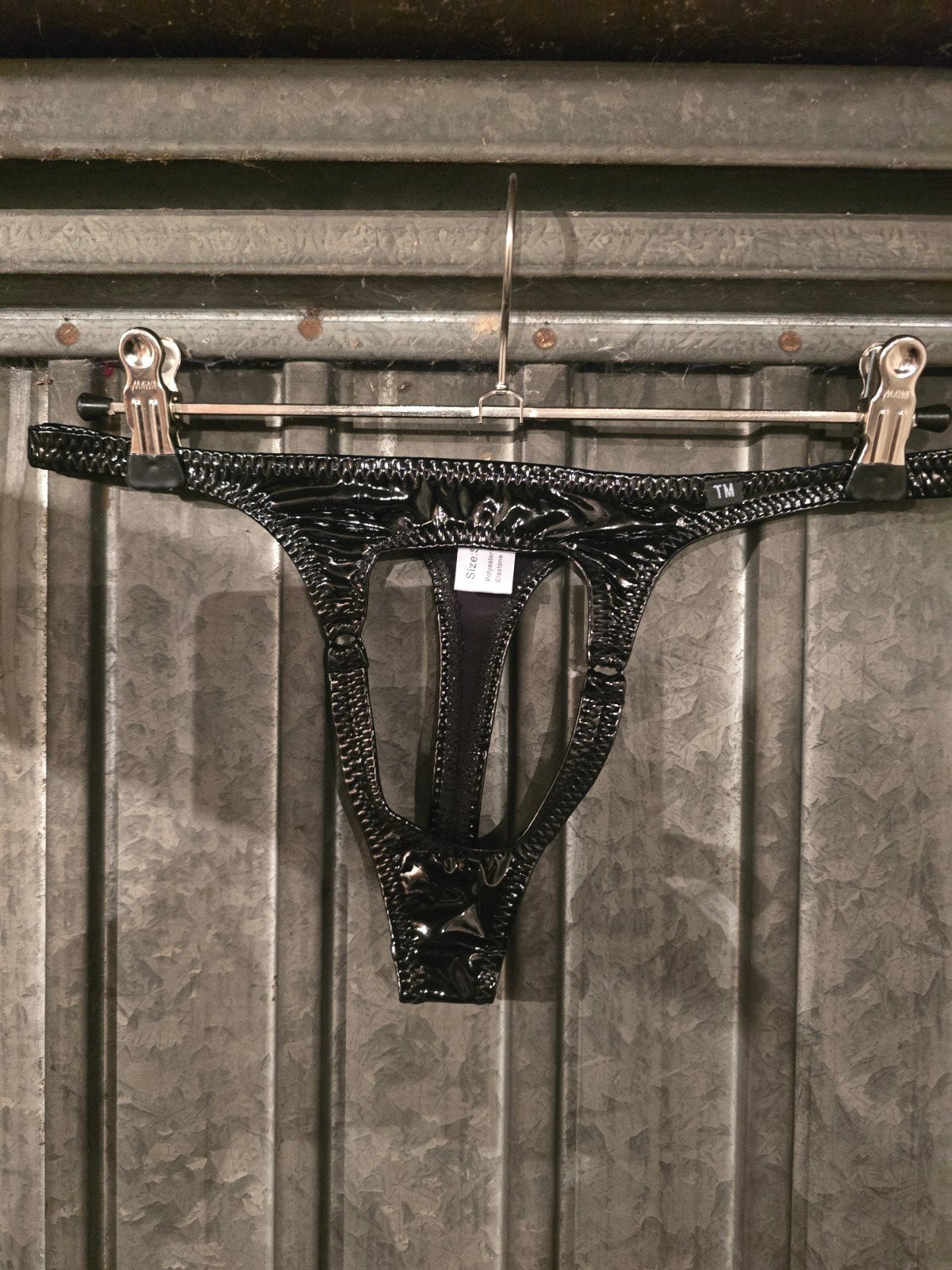 Zwarte glanzende heren string, Verzenden, Zwart, Onbekend, Slip