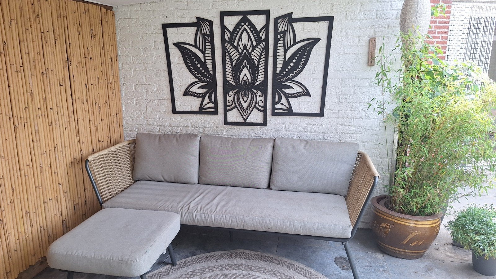 Leenbakker Loungeset 210x73cm met vochtwerende kussens, Ophalen, Gebruikt, Bank, 3 zitplaatsen