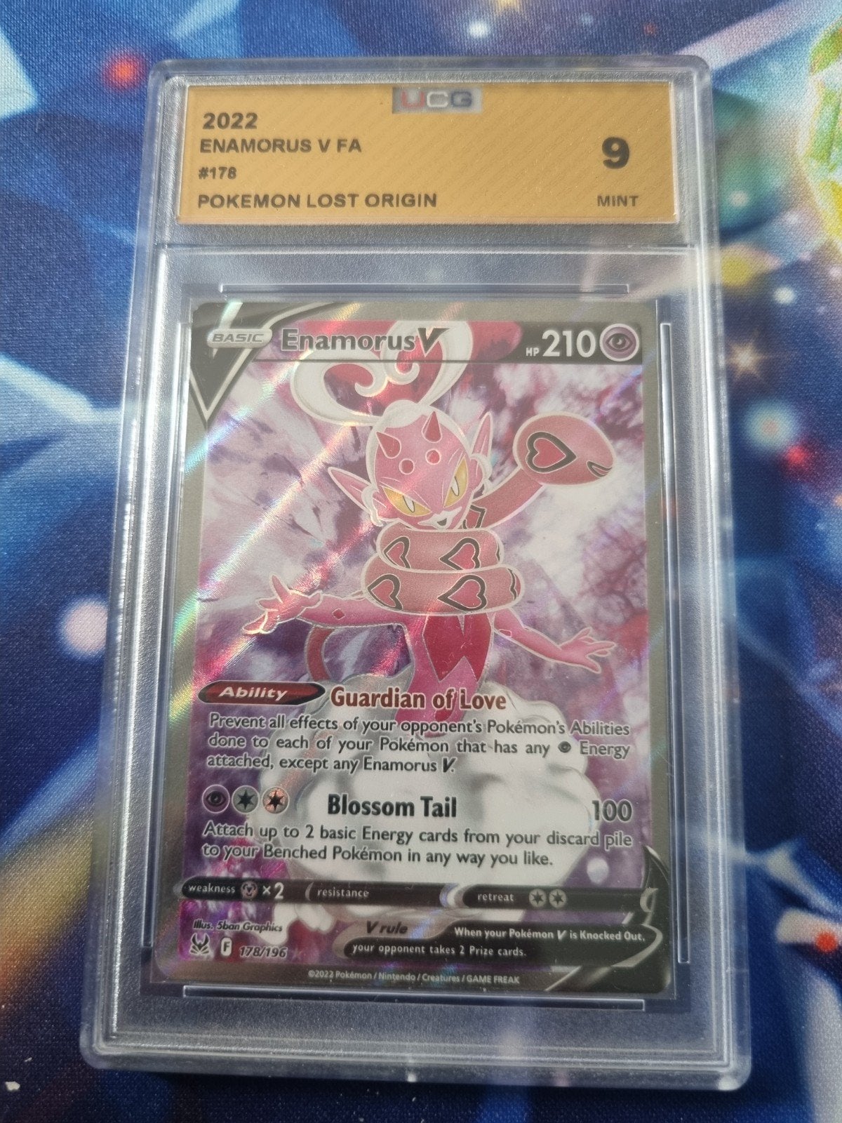 Pokémon Enamorus V FA UCG 9 Mint - Lost Origin, Ophalen of Verzenden, Zo goed als nieuw, Losse kaart