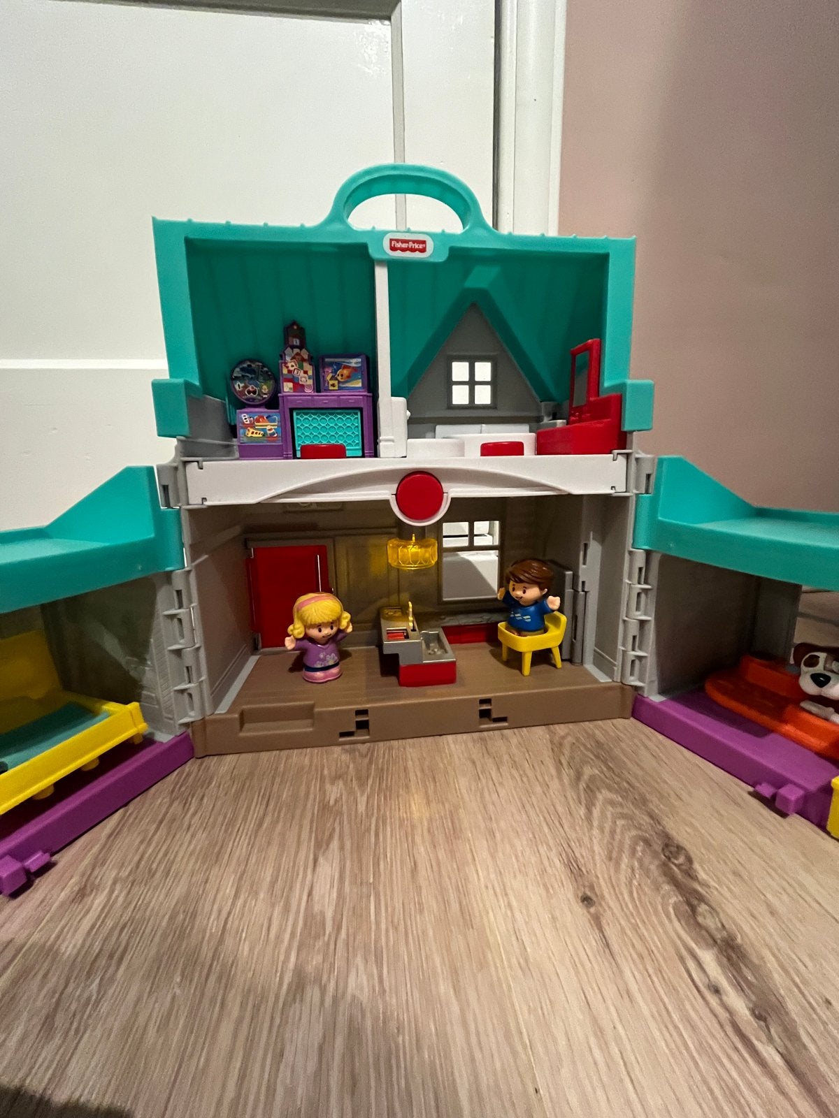 Fisher-Price Little People Speelhuis met Schoolbus, Ophalen, Gebruikt, Speelset