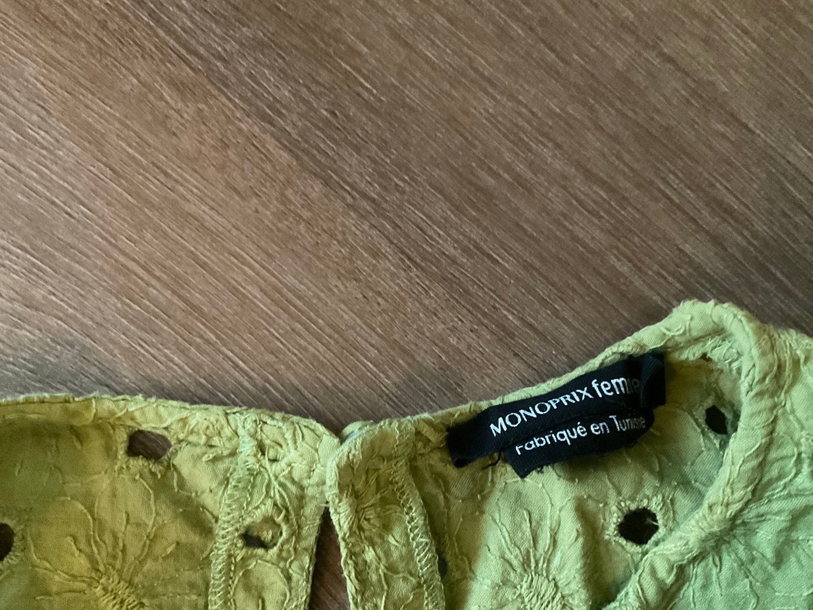 Monoprix Femme Groene Broderie Anglaise Blouse, Kleding | Dames, Verzenden, Zo goed als nieuw, Maat 36 (S), Groen