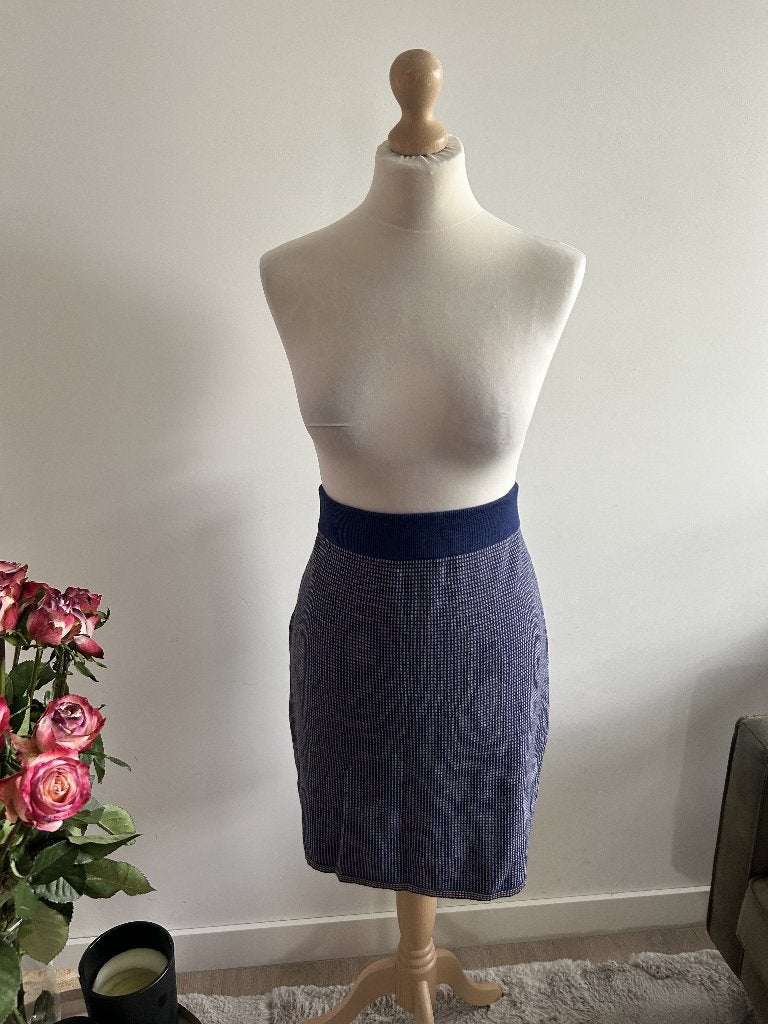 King Louie maat L blauwe wollen koker rok 3222, Kleding | Dames, Rokken, Blauw, Maat 42/44 (L), Ophalen of Verzenden, Zo goed als nieuw