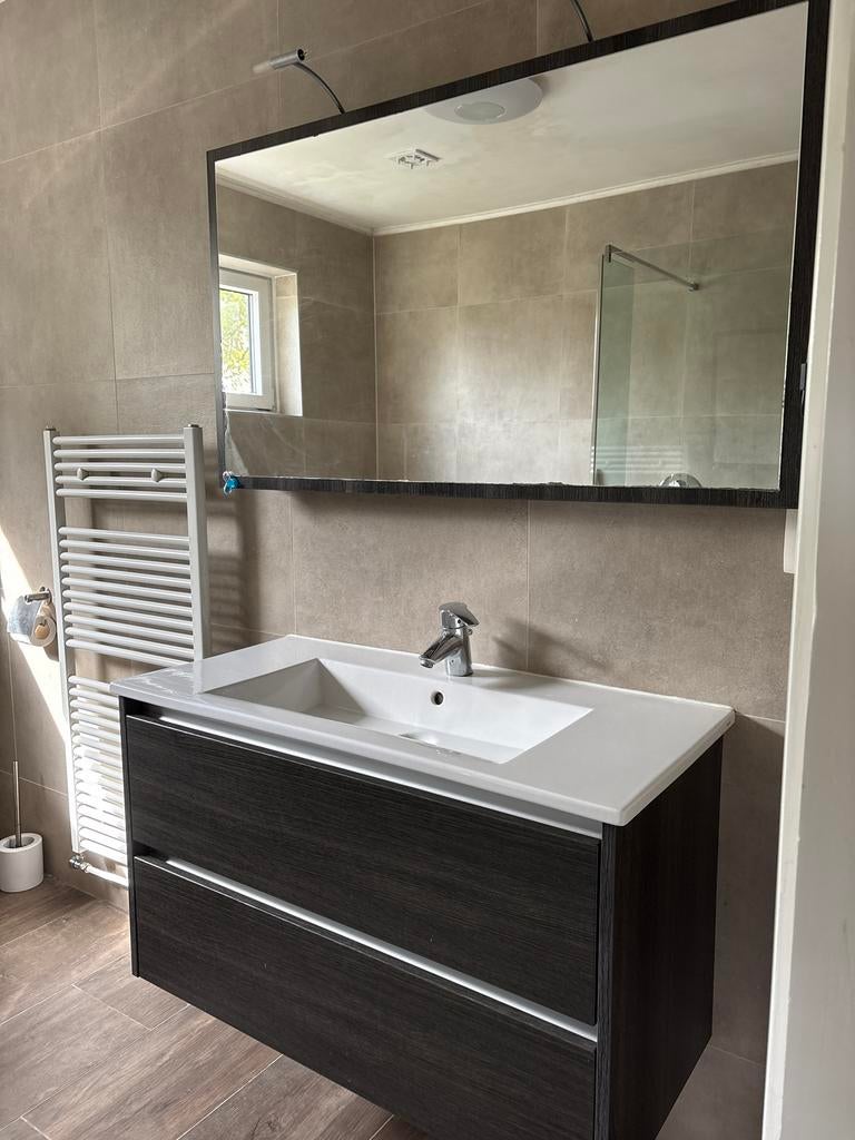 Badmeubel 100x60 met wastafel en twee lades, Huis en Inrichting, Badkamer | Badkamermeubels, Ophalen, Gebruikt, 50 tot 100 cm