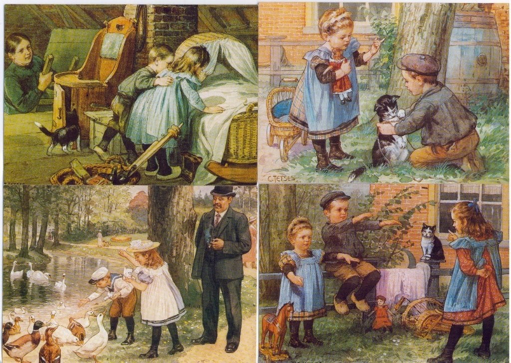 Ot en Sien ansichtkaarten set van 4 stuks, Verzenden, 1980 tot heden, Ongelopen, Kinderen