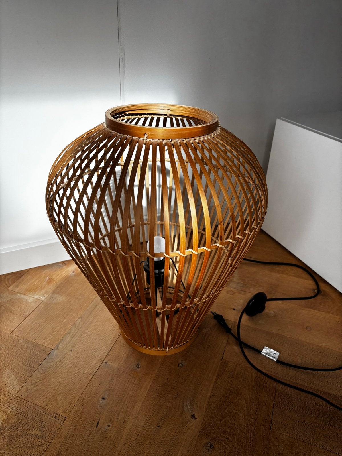 GOOD&MOJO Vloerlamp Bamboe - 40 cm diameter, 50 cm hoog, Ophalen, Zo goed als nieuw, Natuurlijk materiaal, Minder dan 100 cm
